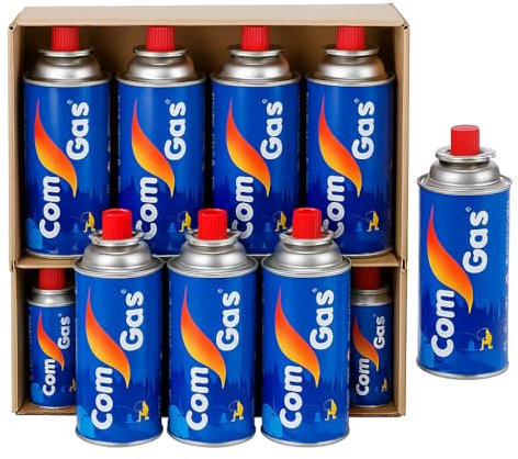 KURIL Pack 12 Cartuchos de Gas Butano COMGAS 250g – Repuesto para Cocinas Portátiles y Emergencias – Compatible con Modelos BS-102, BDZ155, GT-200 y BDZ-Q1000