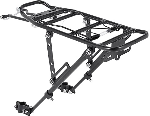 AWAOVV Aluminum Alloy Bike Cargo Rack, Foldable Pannier Carrier Luggage Shelf, Adjustable Bike Pannier Rack, Disc Brake Rear Rack, Foldable Bicycle Tail Rack for Road, Mountain Foldable Bikes