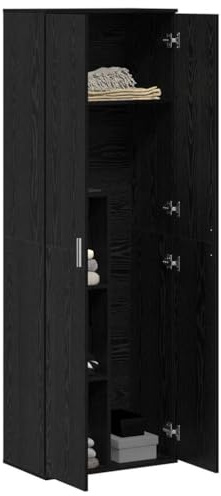 vidaXL Highboard Black oak 60 x 35 x 180 cm Engineered wood, Ample Storage, Modern Highboard Sideboard, Wooden Furniture, Elegant Design, Room Organization, Stylish Unit, Cabinet