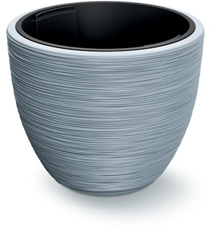 Tymar - Maceta para flores con inserto, maceta de plástico, cache pot, maceta grande para plantas, Ø 40 cm, color: gris