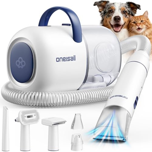 oneisall Aspirapolvere per la toelettatura del cane, 15000Pa Kit aspirapolvere per animali domestici spargimento del 99% dei peli di animali domestici, tagliaunghie con trimmer per unghie, 59dB