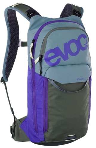 EVOC STAGE 6 + HYDRATION BLADDER 2, Backpack (verstellbare Schultergurte, AIR FLOW CONTACT SYSTEM, Rucksack mit 2l Trinkblase und Werkzeugfach, Wanderrucksack), Steel - Violet - Dark Olive