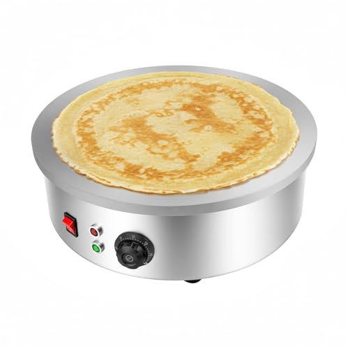220 V, 3000 W, macchina per crêpes, crêpes, piastra rotonda per crêpes, con spatola e raschietto, piastra da 45 cm, 50-300 °C