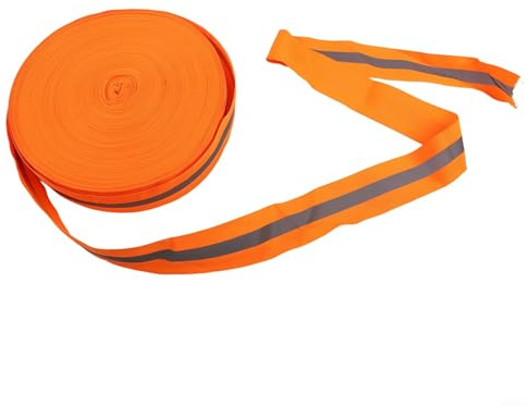 Ligne de délimitation de volleyball de plage avec bande réfléchissante, 5 cm x 100 m en polyester, finition piste pour marquage de terrain de sport, orange/vert/blanc (orange)