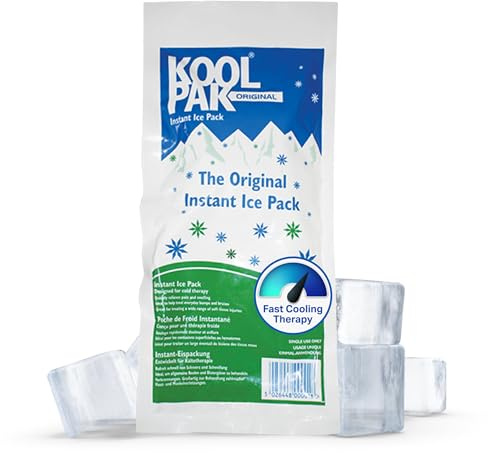 Koolpak 20 x Original Instant Ice Packs 12x29cm Cold Therapy Ice Packs | for Injuries & Pain Relief - Quick Squeeze Activation Single Use Pack - Stays Cold for Up to 20 Minutes - First Aid Essential