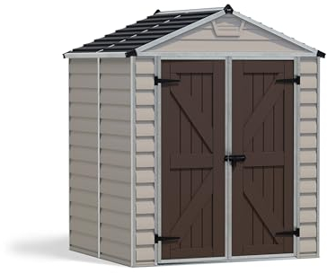 Palram Canopia by Gerätehaus Skylight 6x5 Geräteschuppen Metall 154 x 185 cm TAN Polycarbonatplatten rostbeständig UV-Schutz