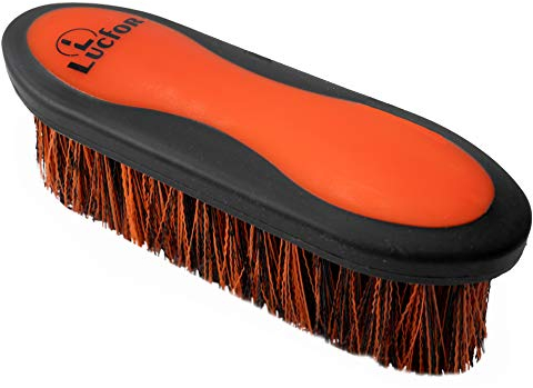 LUCFOR Wurzelbürste Pferd Long Brush | Die Schmusebürste als Mähnenkamm im Pferdezubehör | Pferdebürste Groß Lange Weiche Borsten orange Fellglanzbürste Pferd | Für den groben Staub und Dreck