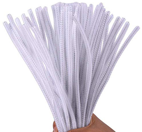 50 White Pipe Cleaners for Craft 30cm Long Chenille Stems 6mm Kids Crafts