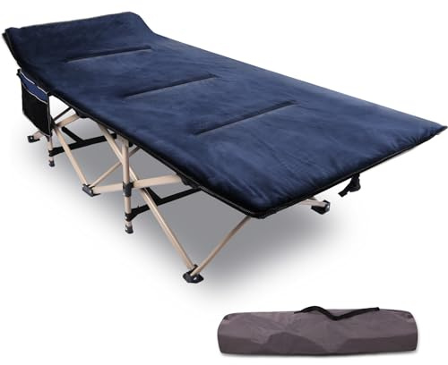 REDCAMP Folding Camp Beds for adults with Soft Mattress support 500 lbs, 28 Extra Wide Heavy Duty Sturdy Camping Bed Portable, Stronge Thicker Tubes Sleeping Cot Outdoor Travel Office (Blue)