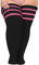 Moon Wood Womens Plus Size Thigh High Socks Extra Long Striped Thick Over the Knee Socks Leg Warmer Boot Stockings Black & Pink