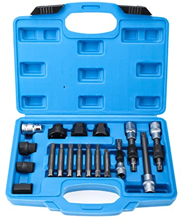 BOOMSTART 18PCS Automotive Alternator Pulley Removal Tool Kit, Generator Freewheel Removal Socket Bit Set, Flywheel Puller, Generator Belt Pulley Tool Set, Garage Service Tool Kit