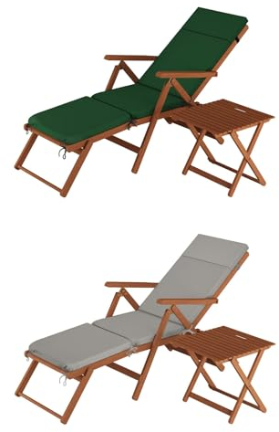 Erst-Holz Deckchair, Balkonstuhl, Klassische und robuste Balkonliege mit Tisch wählbarem Zubehör V-10-200T, Ausstattung Liegestuhl:Einstiegsmodell
