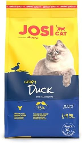 JosiCat Crispy Duck (3 x 1,9 kg) | Adult | Premium Trockenfutter für Katzen | mit köstlicher Ente & wertvollen Fettsäuren | Powered by JOSERA | Katzenfutter | Alleinfuttermittel | 3er Pack