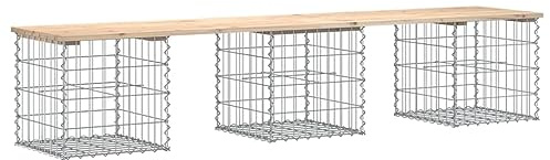 vidaXL Trädgårdsbänk gabion-design 203x44x42 cm massiv furu, trädgårdssoffor, utesoffa, utomhussoffa, trädgård soffor, utesoffor, altansoffa