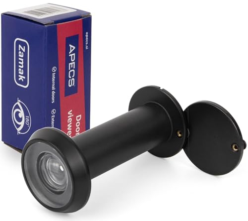 APECS 6016/50-90-BLM - Judas de porte - Avec brise-vue - Trou de perçage 50-90 mm - Diamètre : 16 mm - Noir