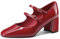 MIRAAZZURRA Damen Pumps Blockabsatz Mary Jane Pump Schuhe Elegant Knöchelriemchen Heel Runde Zehe Lackschuhe mit Schnalle Rot 39