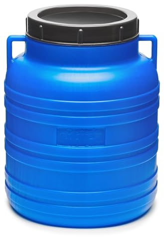 Garronda 10 litros Barril alimentario, depósito de Agua, Barril de Boca Ancha en HDPE y sin BPA, tonel de jardín, contenedor de Alimentos para Animales, Universal GD-0078, Azul