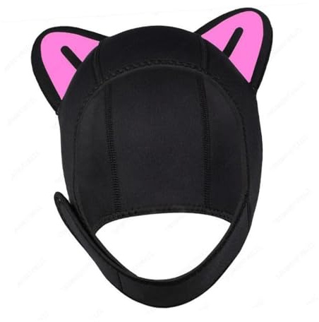 rockible Tauchhaube Kappe, Niedliche Neoprenhaube Tauchhaube, Surfkappe Neopren Tauchanzug Haube, Wetsuit Hood Durable Stretchy Diving Cap für Segeln Kajak Kanu, Rotes Ohr S