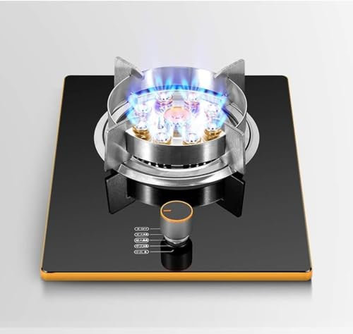 MOZ4dxy Gas Cooktop Countertop/Built-In Single Burner Gas Range, 7.0KW Nine-Cavity Fiery Ring Burner with Temperature Control and Stainless Steel Rims