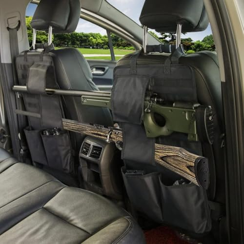 Organisateur pour armes sur le dossier du siège de voiture, porte-armes de voiture pour fusils/fusils de chasse, fusils de chasse arrière de siège de voiture pour fusil de chasse avec sac de rangement