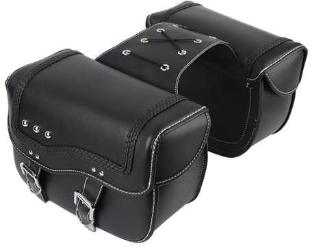 Oreilet Motorcycle Saddlebags, 30L PU Leather Motorcycle Side Tool Saddle Bags, Cycling Luggage Bag Waterproofing Throw Over Saddlebags Slant Pouch Panniers Box Quick Release Buckles