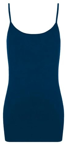 janisramone Dam Cami Bodycon miniklänning, stretchig rund hals linnen, strappy korta västklänningar, sommarfestklänningar för kvinnor Storbritannien, enkel spagettiremklänning, Marinblått Xsp, 38/40