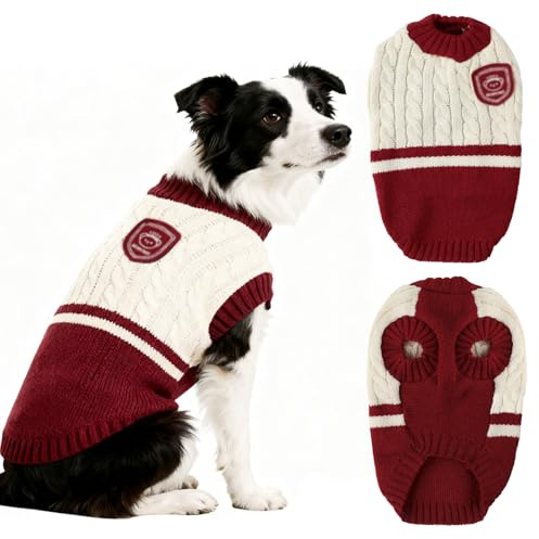 Sueter Mascotas Winter, FainFun College Style Jersey Perros, Suéter de Gato, Adecuado para Perros y Gatos Pequeños y Medianos, Suéter Navidad Gato, Ropa ParaCachorros, Sweater Small Dogs (Rojo, XL)