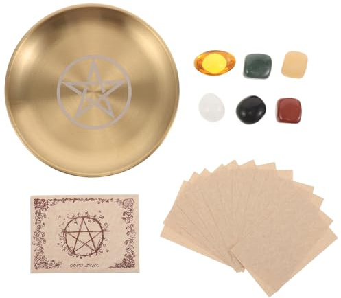 SHINEOFI Plateau Autel Cristal pour Bougie Présentoir Rond pour Bijoux et Objets Décoratifs Plat Offrande Rituel