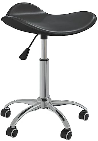 Tomostar Tabouret de Coiffure, Tabouret Pivotant à roulettes pour Massage Spa Salon Noir Similicuir