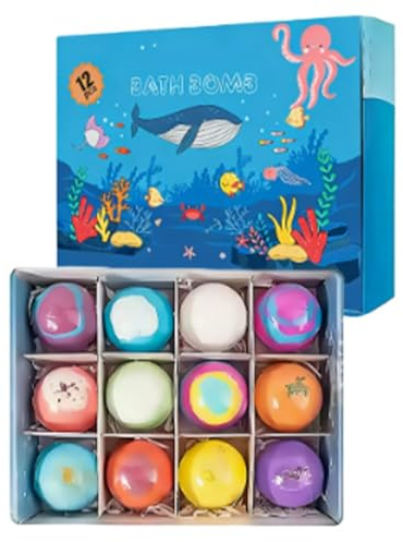 Bomba da Bagno Effervescente SPA | 12 Pezzi a Forma di Animali Marini Detergente Corpo Schiumogeno | Bombe da Doccia al Sale,per Relax e Cura Personale in Casa, Viaggio, Hotel, SPA, Bagno