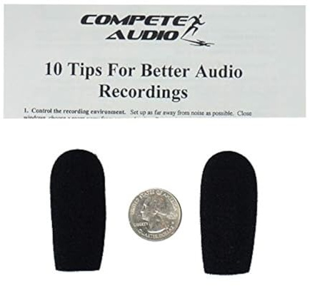Compete Audio CA945 foam microphone windscreens (microphone covers) (2-pack) for use mini-shotgun mics, larger headsets and desktop microphones