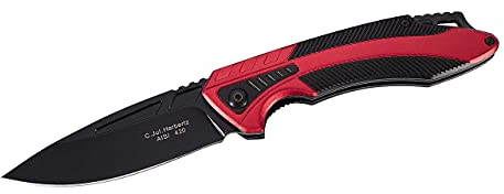 Herbertz Taschenmesser, Stahl AISI 420, schwarz beschichtet, Liner Lock, rot-schwarze und schwarze Aluschalen, Clip, scharfes Klappmesser & Outdoor-messer für Camping, Wandern oder Jagd Herbertz Taschenmesser Schwarz/Rot 21cm