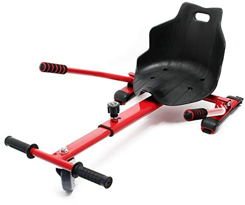 Wiltec Sitzscooter Rot, verstellbarer Kartsitz für Elektroscooter bis 120 kg, Sitzscooter kompatibel mit Hoverboards, ergonomischer Sitz
