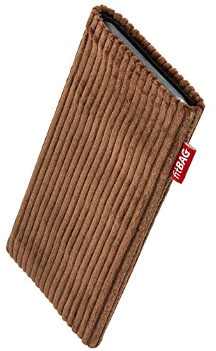 fitBAG Retro brun mobilväska av manchestertyg med mikrofiberinnerfoder för Samsung Galaxy S21 5G | fodral med rengöringsfunktion | Tillverkad i Tyskland