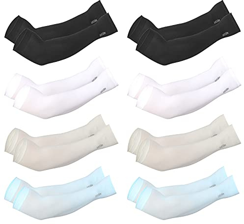 DKINY 8 Pares Protección de Brazo de Manga Manga de brazo de protección solar Las mangas de enfriamiento Anti-UV nylon spandex Grado de protección UV UPF50+ Ciclismo Conducir deportes Hombre Mujer