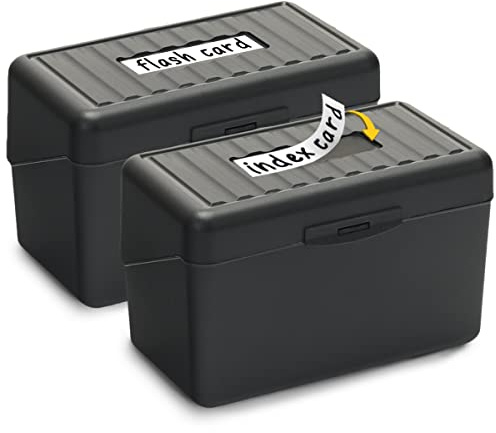 H4D Index Card Holder 3x5, Index Card Box Organizer Case, 3x5 Flash Note Card Holder, 2 Packs (Black)
