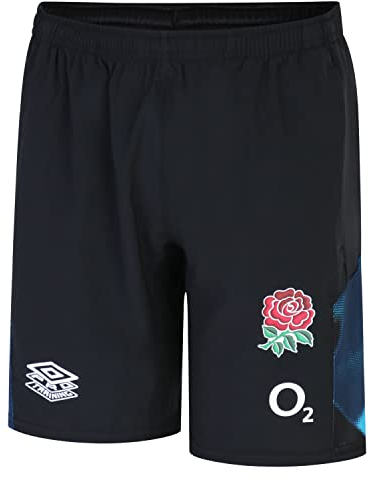 Umbro Unisex England Gym (O2) Jnr Short, Black Bachelor Button Ensign Blue, L UK