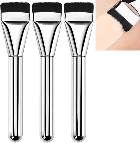 BSOON Foundation Makeup Pinsel, 3 Stück Foundation Brush Flachkopf Flüssiger Puderpinsel, Ultra Dünn Concealer Pinsel, Gesichtsbürste Premium Pinselhaare für Cremige Liquid Powder