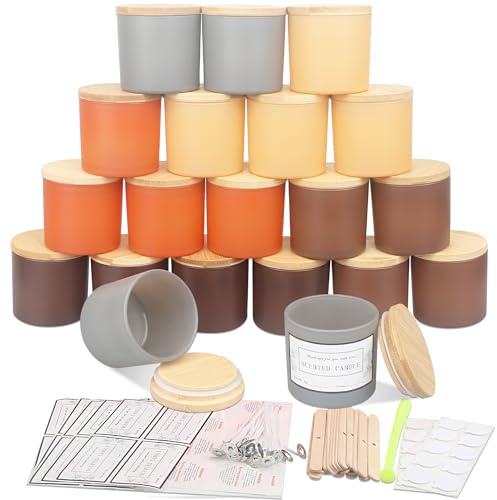 MILIVIXAY Confezione da 20 barattoli per candela autunnali da 113,4 g, con coperchio e kit per creazione, piccoli barattoli vuoti – contenitori per spezie e polvere.