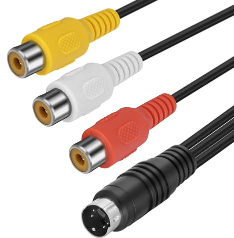 MEIRIYFA 4 Pin S-Video zu 3 RCA AV Buchse Kabel zusammengesetzter Draht, 3 RCA zu 4 Pin Mini DIN S-Video Verlängerungskabel für TV/HDTV CD Player VCR DVR DVD Player PC Laptop (0.3M, 3 RCA Buchse)