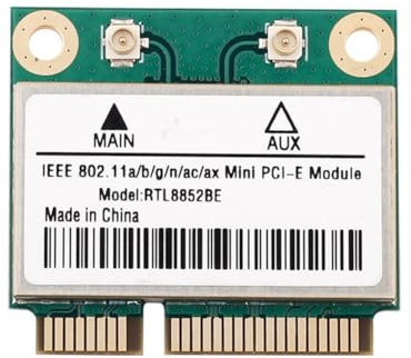 Jrifedptry RTL8852BE - Tarjeta de red WiFi 6 1800 Mbps BT 5.2 de doble banda inalámbrica MiniPCIe 802.11ac/Ax 2.4G/5Ghz -MIMO para Win 10 Pcie