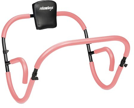 Relaxdays Bauchtrainer AB Roller, Bauchmuskeltrainer, faltbar, HxBxT: 66 x 70 x 70 cm, Sixpack Fitness Trainer, rosa