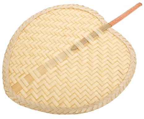 FRCOLOR Éventail À Main En Bambou Éventail À Main Portable Éventail Décoratif Rustique Petit Éventail À Main En Feuille De Palmier Éventail Tissé Rustique Personnage En Porcelaine