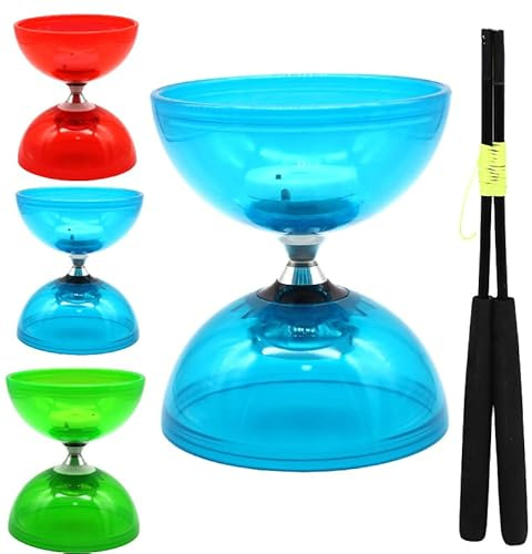 LED Diabolo Kinesisk Yoyo Set, Triple Bearing Diabolo Kinesisk Yo-yos Juggling Leksaker Färgglada Ljus Upp Diabolo med Diablo Sticks (Blå)
