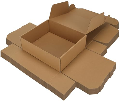 Serwrsw 12x10x4 inch Shipping Boxes Set of 15 Brown, Inner Size 11.6x9.6x1.6 inch Cardboard Box Mailers for Small Business Packaging Mailing or Gift Wrapping Giving