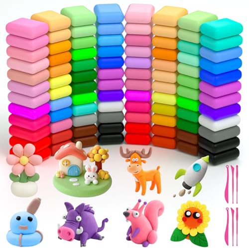 Ainiv 96 Colori Pasta Modellabile Bambini, Argilla da Modellare, Air Dry Clay, Set di Plastiline per Bambino, Idea Regalo per Bambini e Bambine da 3 Anni, Attività Fai da Te e Arti e Mestieri
