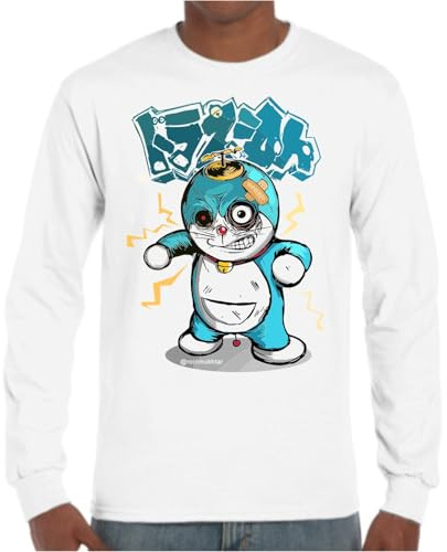 the Fan Tee Camiseta de Adulto de Manga Larga de Hombre Divertidas Divertidas diversión,Humor y Estilo Doraemon, Robot 505 L