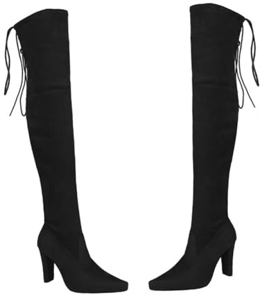 LIGIGWASH Cuissardes Femme Automne Hiver à Talon Épais Effilé Longues Confortables pour Jeans et Robes
