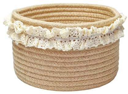 Dermalyx Traumkorb pour Cadeaux Jolis Petits paniers Ronds pour bébé Mariage Anniversaire Mini Déco Paniers en Jute et Corde pour la décoration de la Maison Marron 20 x 2