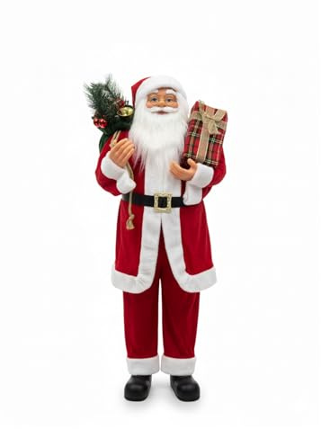 Wintem - Weihnachtsmann stehend 60 cm mit traditionellem rotem Kleid und realistischen Details, gebrauchsfertig für Heimdekoration und Festliche Magie